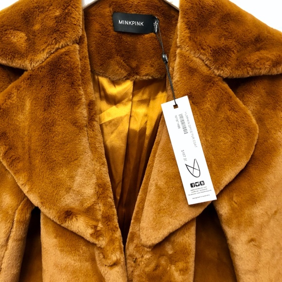 NWT PUMPKIN SPICE FUR COAT BY MINKPINK - Picture 2 of 8